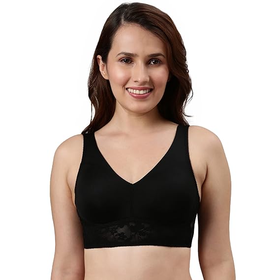 Enamor V-Neck Plush Lined Women's Everyday Bralette – Non-Padded, Wirefree, Full Coverage F108
